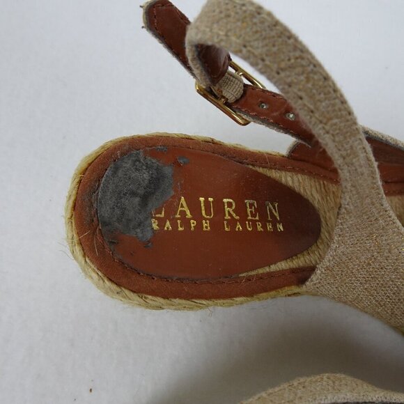 Ralph Lauren Candice Wedge Sandals Women's Size Size 6 Brown Beige Career - Picture 7 of 10